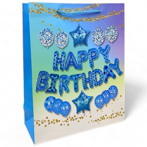 Пакет "З Днем народження" (32х26 см), блакитний