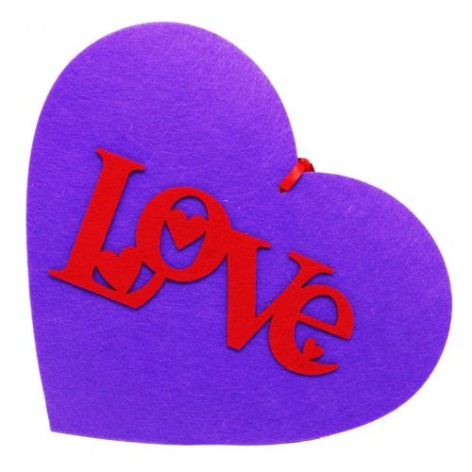 Декор из фетра "Сердце Love", фиолетовое