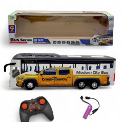 Автобус на радиоуправлении (аккумулятор 3.7 V, пульт управления 2.4 GHz, масштаб 1:24, подсветка, мелодии, режим демонстрации) коробка – 43,5х13,5х9 см
