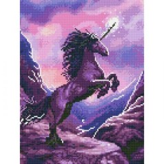 Алмазная мозаика "Тёмный единорог"