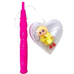 Светяшка "Сердце с куклой-брелоком" (ЖЕЛТАЯ) на палочке