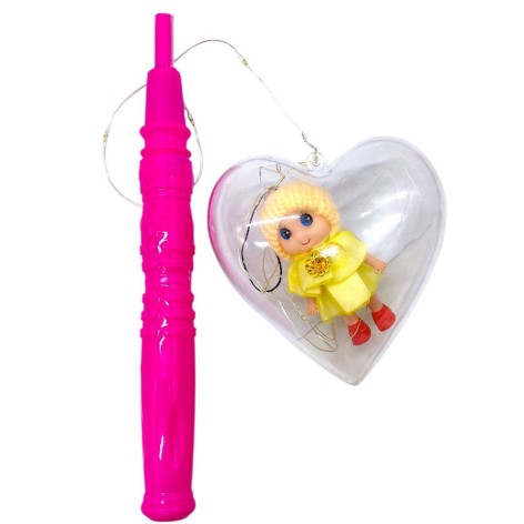 Светяшка "Сердце с куклой-брелоком" (ЖЕЛТАЯ) на палочке