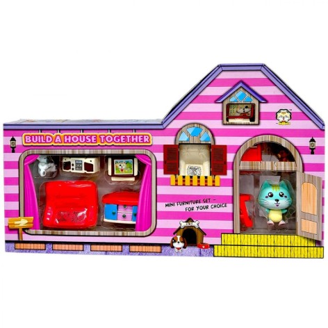 Набор игрушечная комната с мебелью (РОЖЕВАЯ)