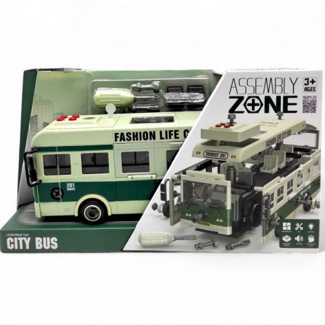 Автобус (звуки, підсвічування салона, конструктор, інерція, викрутка, рухомі деталі, в коробці)