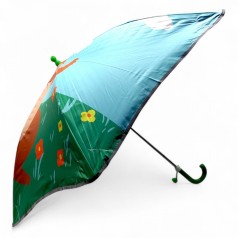 Зонт трость, углубленный купол, светоотражающие полоски, свисток; высота – 66 см, диаметр купола – 77 см (ЗЕЛЕНАЯ)