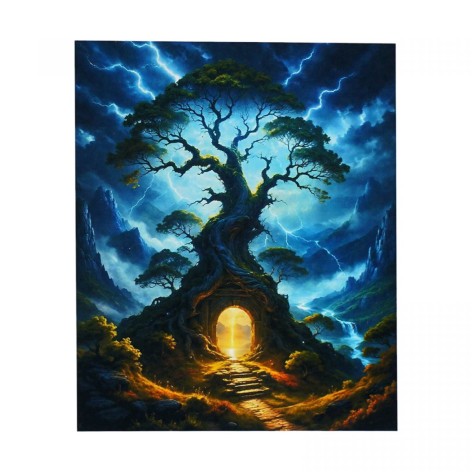 Картина по номерам "Мистическое дерево", 40х50 см, люминесцентные краски (светится в темноте), в коробке
