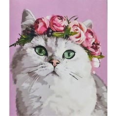 Картина по номерам "Кошка с венком из цветов" 40х50 см