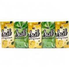 Серветки-хусточки паперові "Мʼята/Лимон", одношарові (набір: 10 упаковок; в кожній упаковці - 10 серветок)