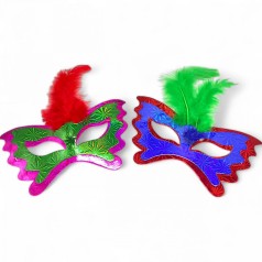 Маска 3D голограмма с перьями 18х9 см (микс видов)