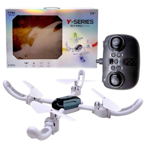 Квадрокоптер Y 22(18) съемный аккумулятор 3.7V, пульт 2.4 GHz, USB-кабель, headless mode, подсветка, режимы подсветки, в коробке