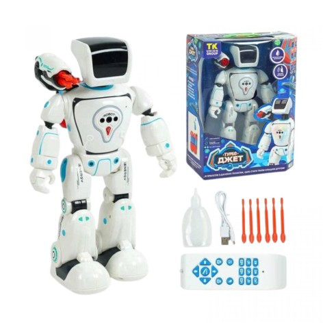 Робот на радиоуправлении, ОЗВУЧКА УКРАИНСКИМ ЯЗЫКОМ, лед-подсвеч., сенсорные датчики, движение, стреляет стрелами, в коробке