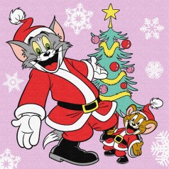Картина по номерам "Tom and Jerry: у елки" 25х25 см