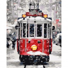 Картина по номерам "Трамвай зимой" 40х50 см