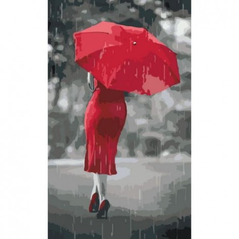 Картина по номерам "Красный зонтик" ★★★