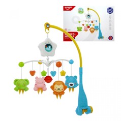 Карусель мелодии, световая проекция, фигурки животных, погремушка, в коробке (микс цветов)