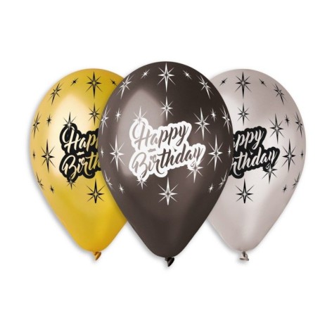 Шарик металлик 12" "HAPPY BIRTHDAY" (50 штук)
