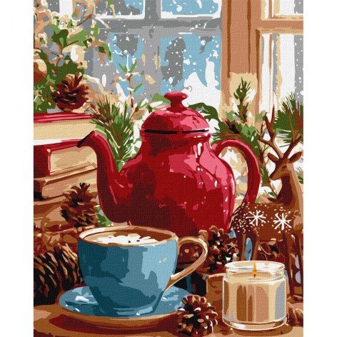 Картина по номерам "Зимняя атмосфера дома" 40х50 см