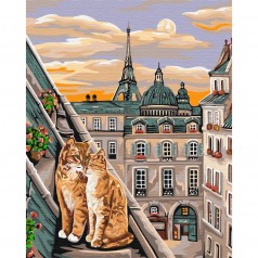 Картина по номерам "Кошачья нежность в Париже" ★★★