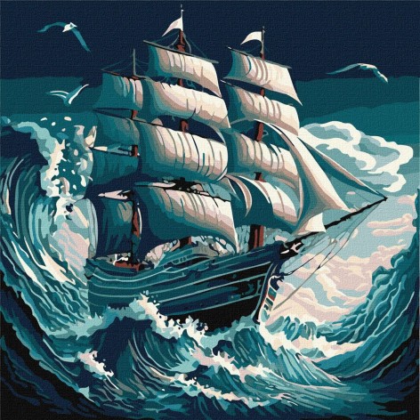Набор для росписи номеров. "Шторм на море" 40x40см