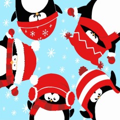 Картина по номерам "Пингвины-друзья" 20х20 см