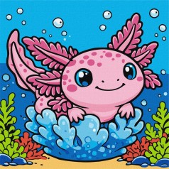 Картина по номерам "Радосный аксолотль" 25х25см