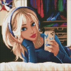 Алмазная мозаика без подрамника "Любимое селфи" 40х40 см