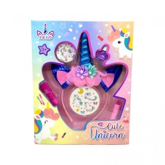 Косметика с украшениями 2 вида, обруч, лак для ногтей, блеск, помада, наклейки, в коробке (ГОЛУБОЙ)