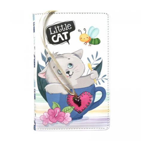 Блокнот,Кожзам,А6, 64листы (КОТИК В ЧАШКЕ)