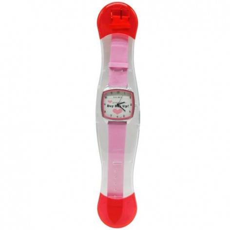 A-2428 Детские часы микс 25см розовый квадрат