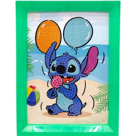 Алмазная мозаика в рамке "Стич/Stitch" (ЗЕЛЕНЫЙ)