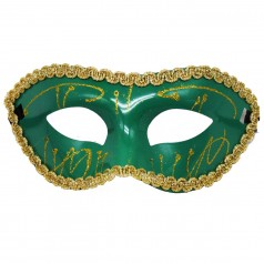 Карнавальная маска с кружевом, зеленая