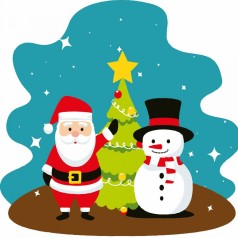 Картина по номерам "Санта и Снеговик" 20х20 см