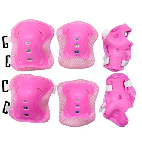 Захисний набір, налокітники, наколінники, запястя, у сітцІ (РОЖЕВИЙ)