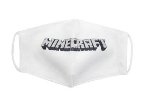 Многоразовая 4-х слойная защитная маска "Майнкрафт" размер 3, 7-14 лет (белый)