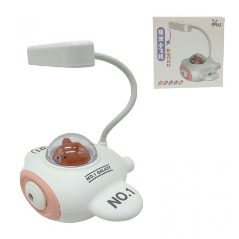 Настольная лампа со стругачкой для карандашей "Самолеток", (БЕЛЫЙ)