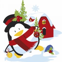 Картина по номерам "Пингвин у дома" 20х20 см