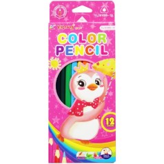 Цветные карандаши "Розовый пингвин", 12 цветов