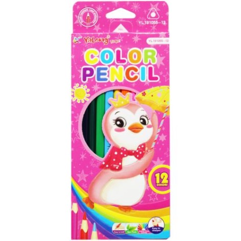 Кольорові олівці "Рожевий пінгвін", 12 кольорів