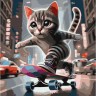 Картина по номерам "Котик на скейте" 30х30 см