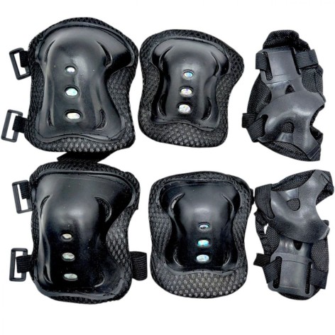Захисний набір, налокітники, наколінники, запястя, у сітцІ (ЧОРНИЙ)