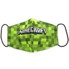 Многоразовая 4-х слойная защитная маска "Майнкрафт" размер 3, 7-14 лет (зеленый)