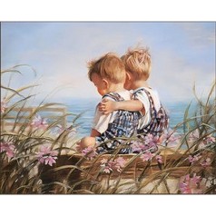 Алмазная мозаика "Дети на море", 30х40 см
