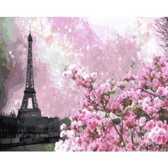 Картина по номерам "Сакура в Париже" 40х50 см