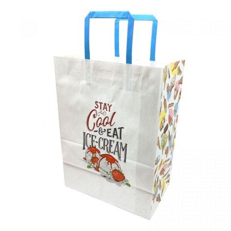 Пакет бумажный с ручками Крафт белый 25х15х34,5см.