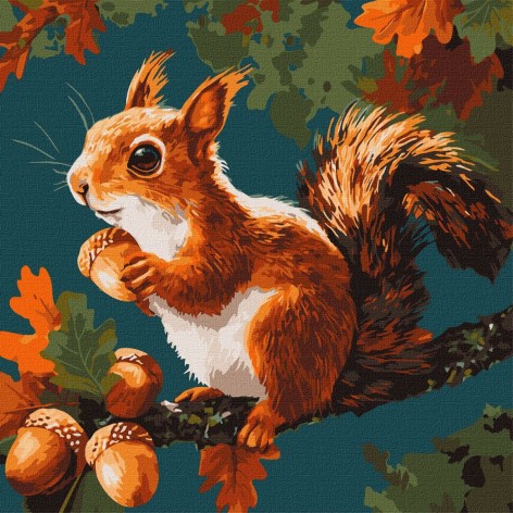 Картина по номерам "Ореховые сокровища осени" 40х40 см