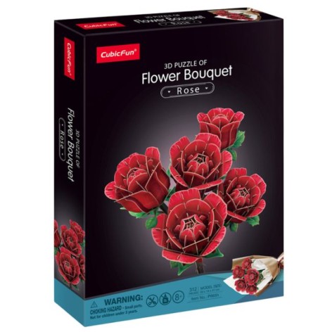 Трехмерная головоломка-конструктор серии Букет цветов "Красные розы"