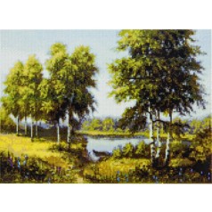 Алмазная мозаика "Березовая роща" 40х50 см