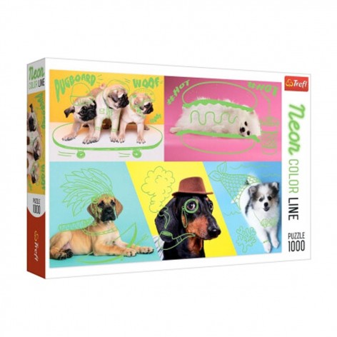 Пазли "Неонові малюнки: Собачки", 1000 елементів