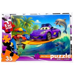 Мягкие пазлы 35 элементов (Тачки на пляже)