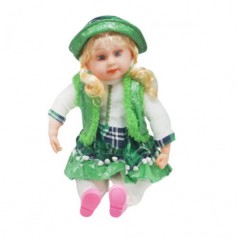 Мягкая кукла в платье и шляпке (зеленый)